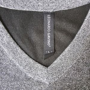 Leonardo Gavino Men's V-Neck Golf Sweater, Large Gray